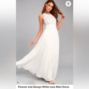 Lulu’s white lace maxi dress